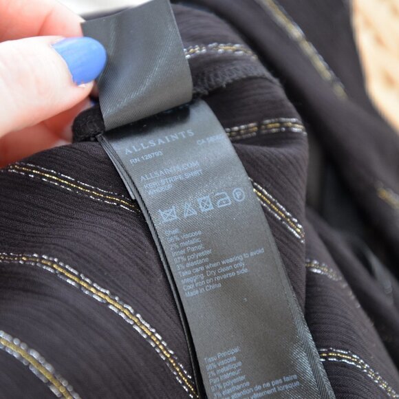 All Saints Keri Stripe Shirt Tunic Sz S - Picture 8 of 8